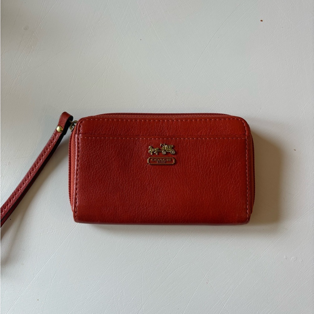 Coach Cherry Red Leather Wristlet